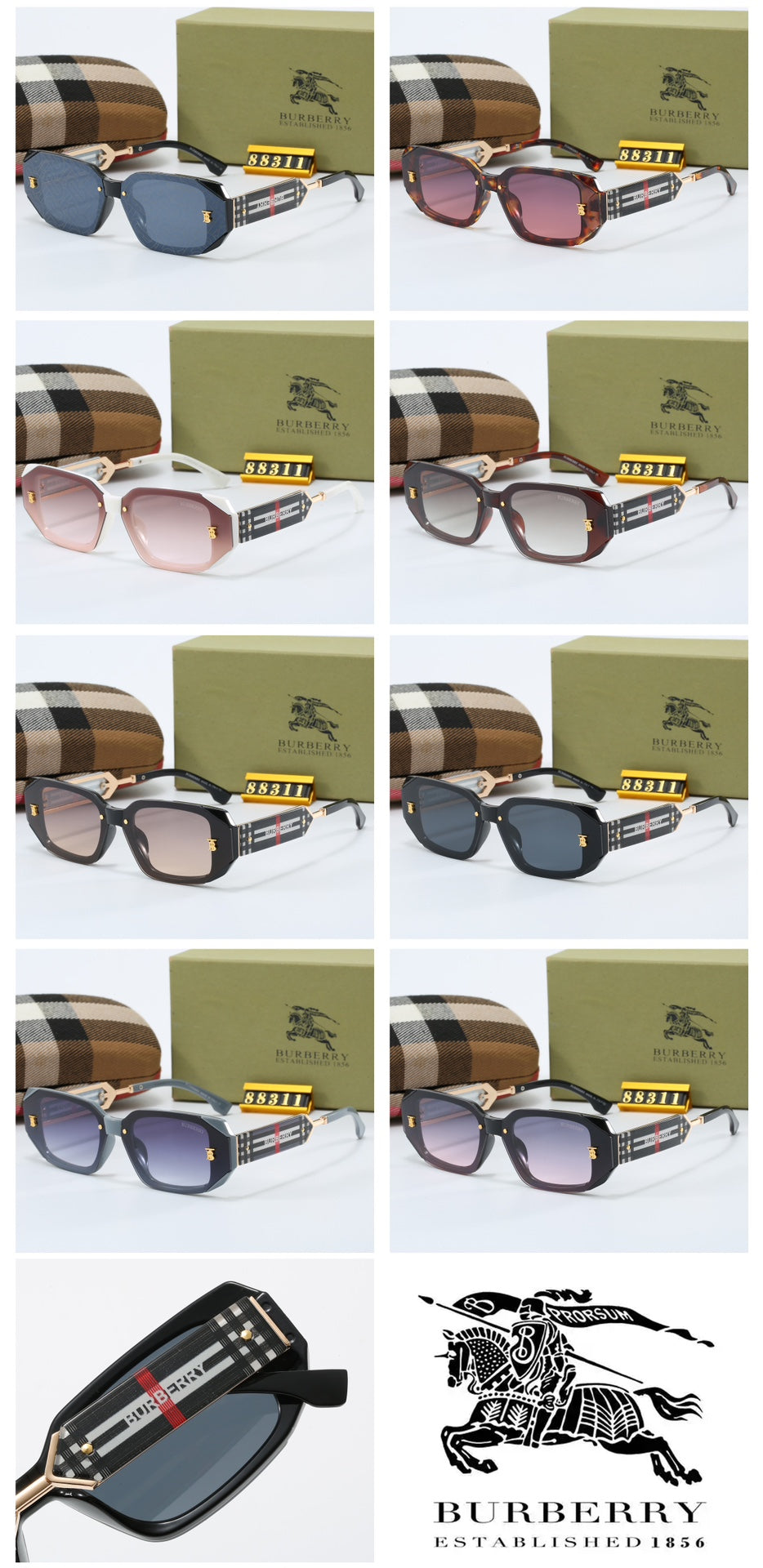 8 colors of fashionable unisex sunglasses with UV protection 88311