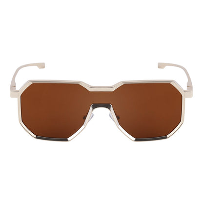 Punk style one piece large frame polygonal trendy sunglasses
