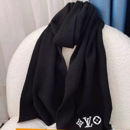 Solid Embroidered Monogram Scarf