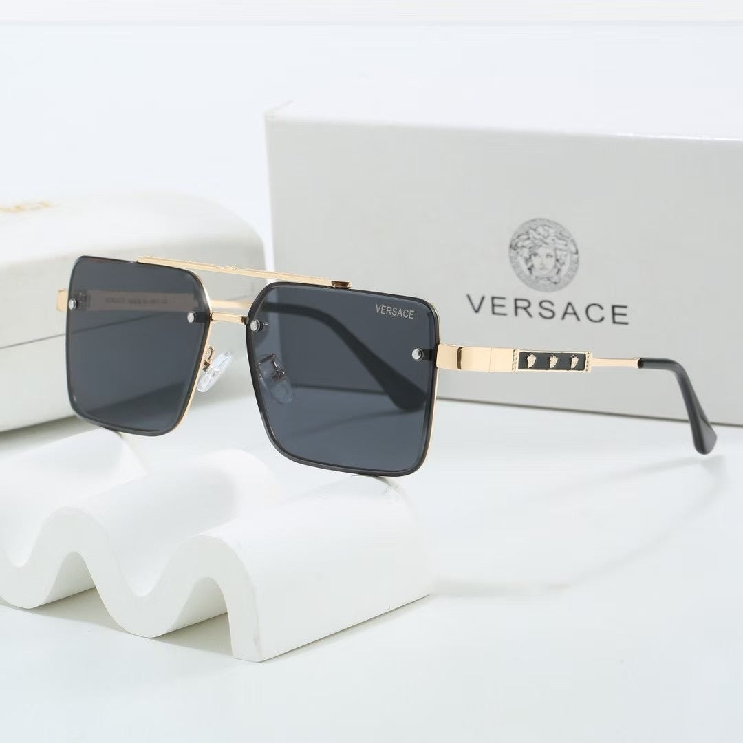 Gradient two-tone metal square sunglasses
