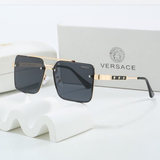 Gradient two-tone metal square sunglasses