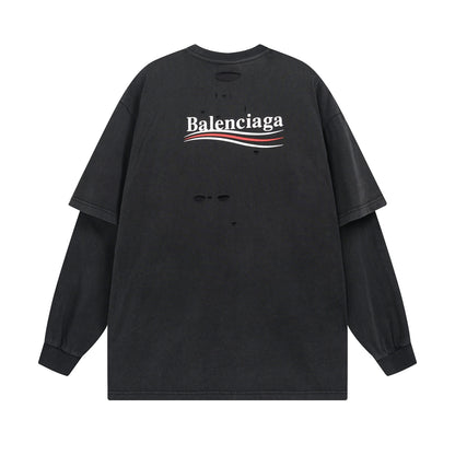 Printed ripped long sleeve t-shirt
