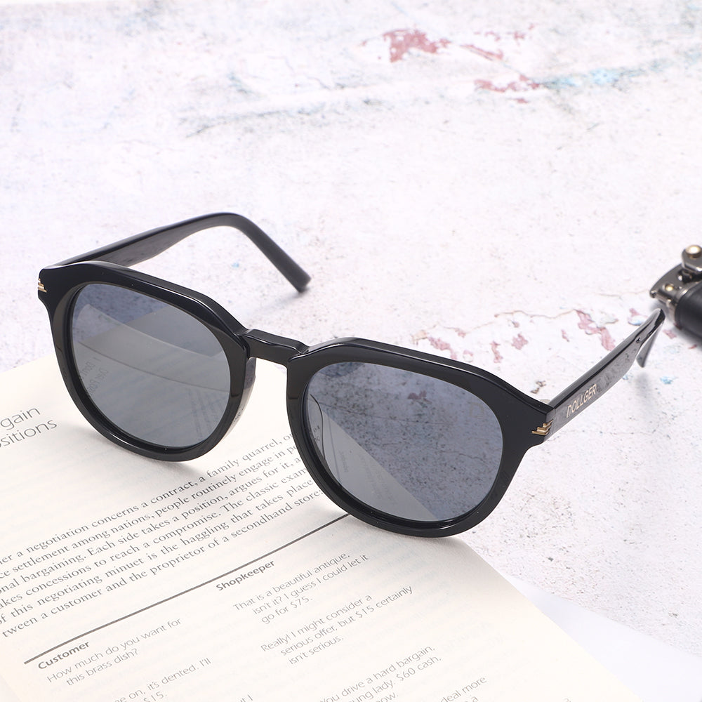Dollger Black Retro-Vintage Round Tinted Sunglasses