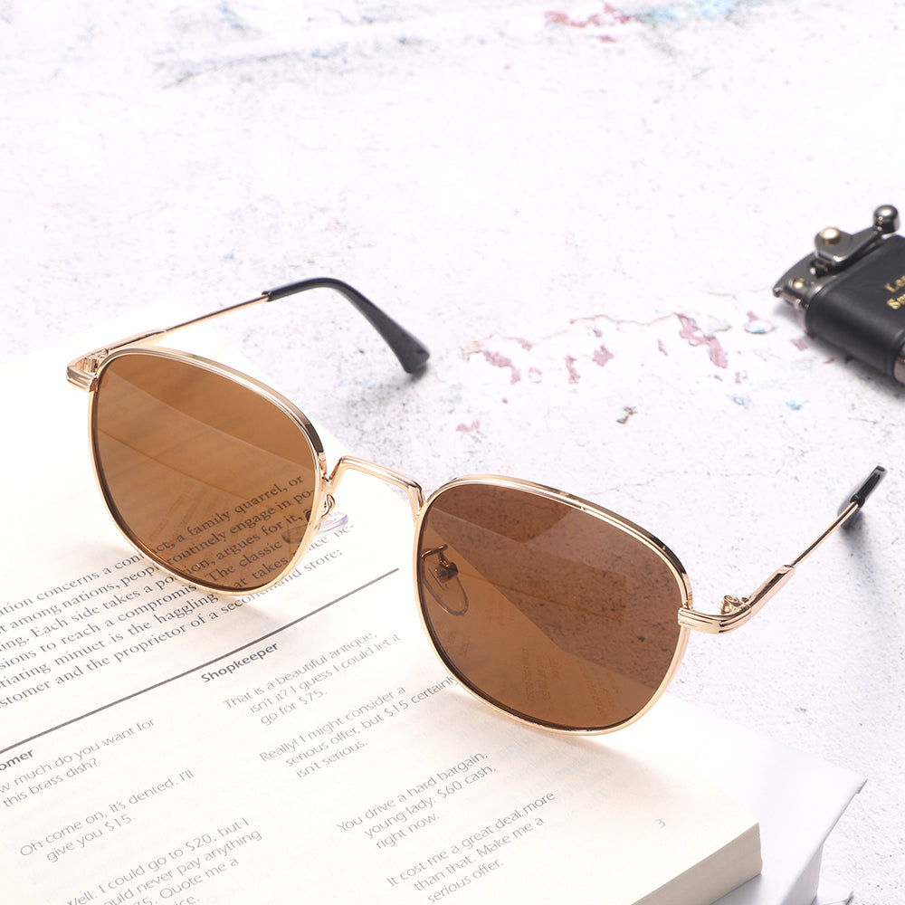 Dollger Rose Gold Retro-Vintage Round Tinted Sunglasses