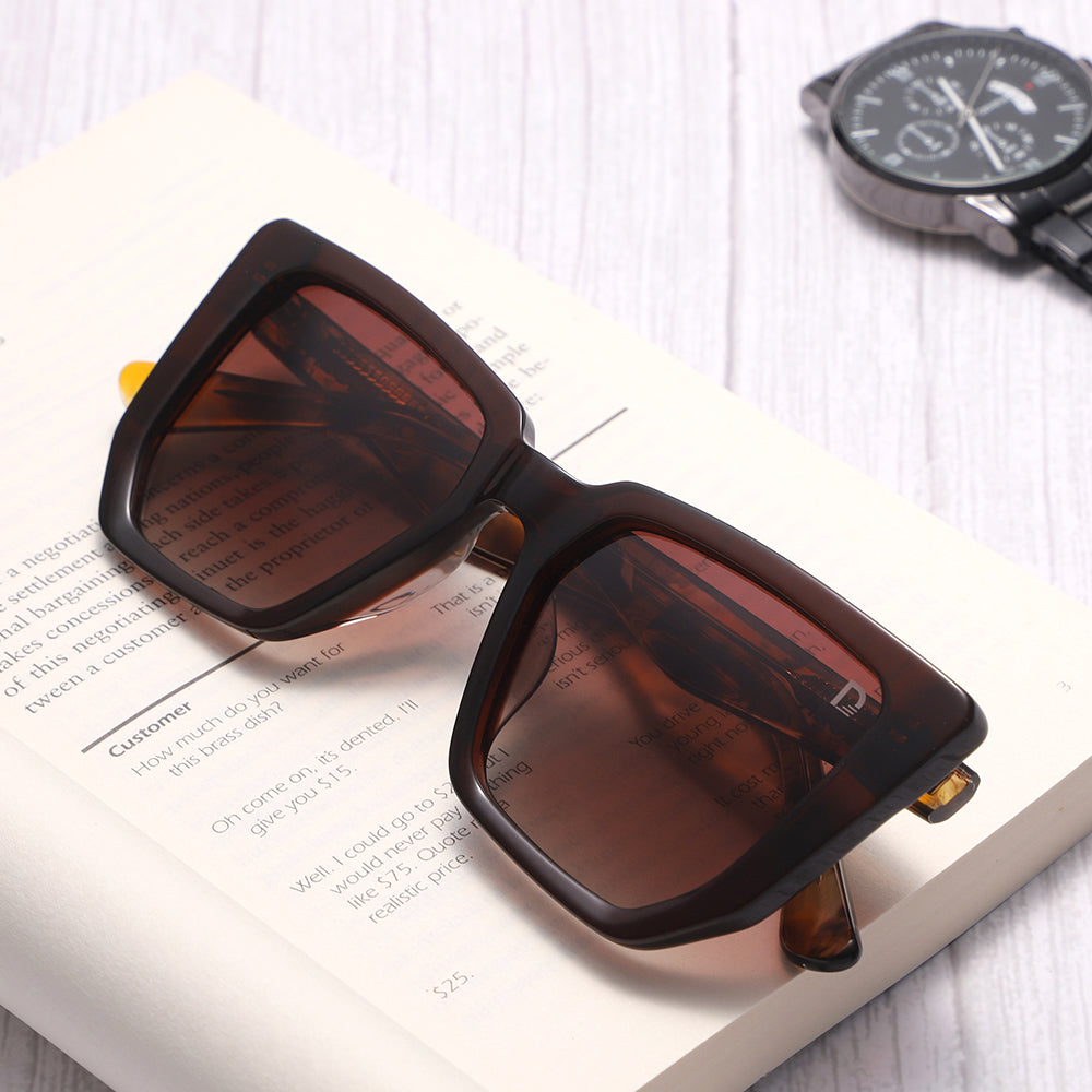 Dollger Black-Clear Hipster Acetate Square Tinted Sunglasses