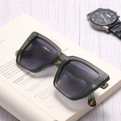 Dollger Black-Clear Hipster Acetate Square Tinted Sunglasses