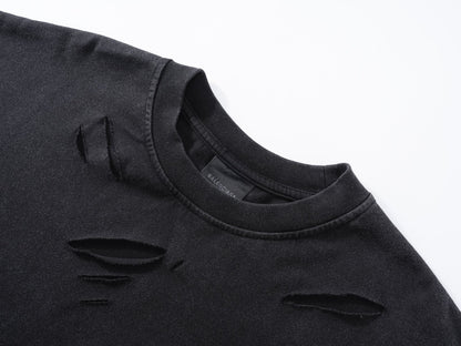Printed ripped long sleeve t-shirt