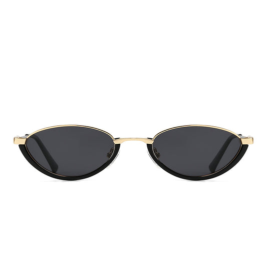 Dollger Semi-Rimless Oval Black Frame Sunglasses