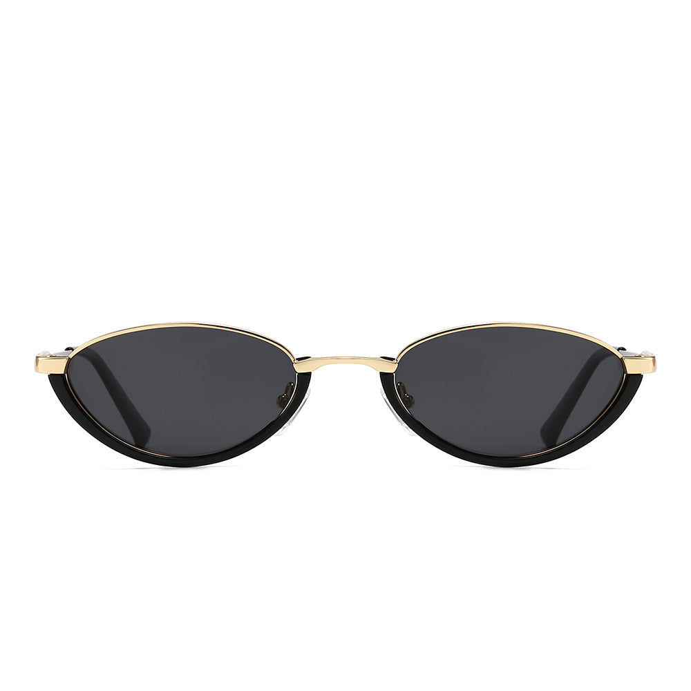 Dollger Semi-Rimless Oval Black Frame Sunglasses