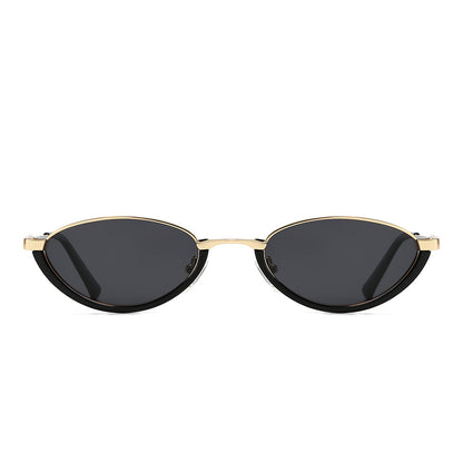 Dollger Semi-Rimless Oval Black Frame Sunglasses