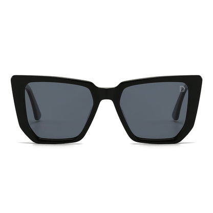 Dollger Black-Clear Hipster Acetate Square Tinted Sunglasses