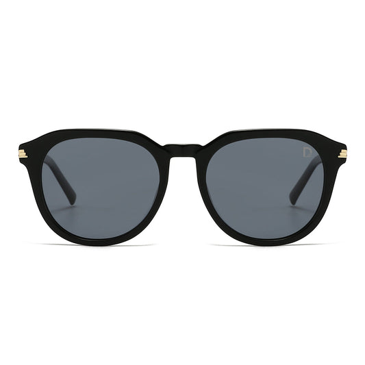 Dollger Black Retro-Vintage Round Tinted Sunglasses