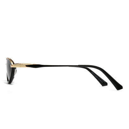 Dollger Semi-Rimless Oval Black Frame Sunglasses