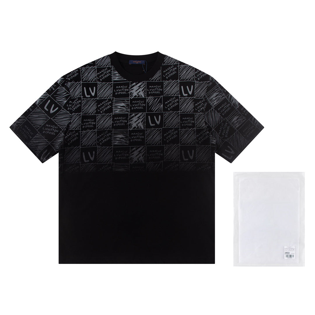 Spliced gradient print t-shirt