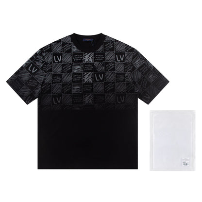 Spliced gradient print t-shirt