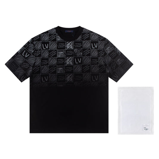 Spliced gradient print t-shirt