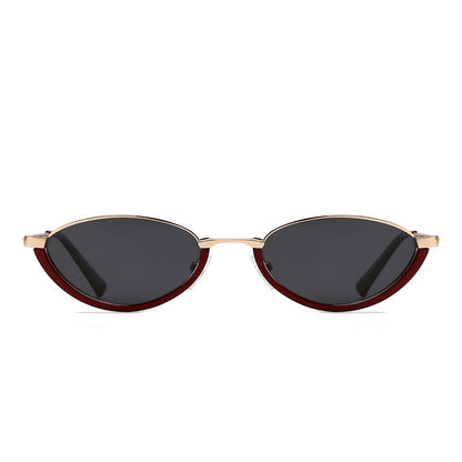 Dollger Semi-Rimless Oval Black Frame Sunglasses