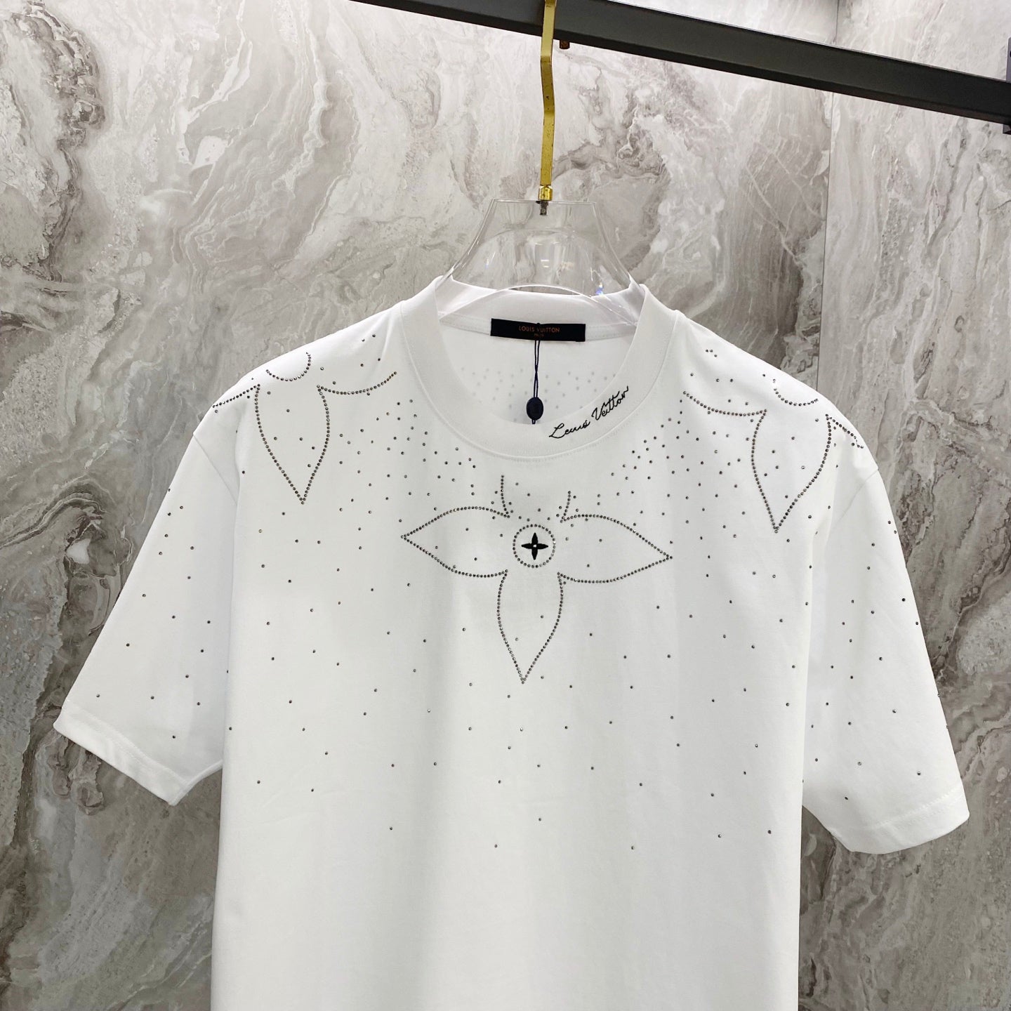 Embroidery band drill personality t-shirt