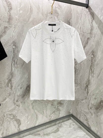 Embroidery band drill personality t-shirt