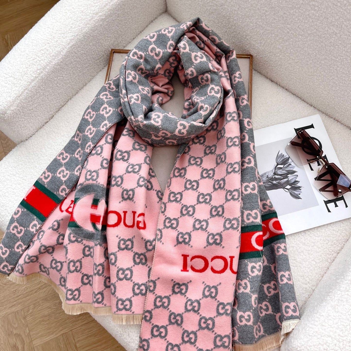 Classic Full Logo Jacquard Warm Scarf Shawl