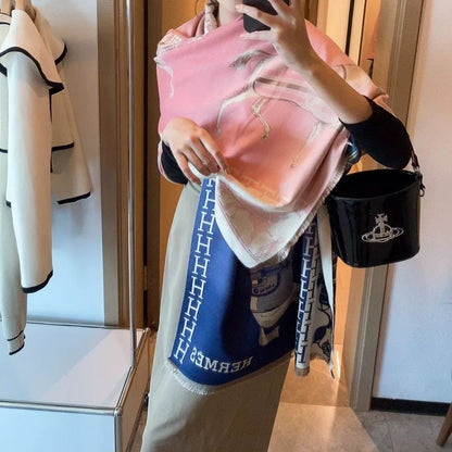 Personalized Gradient Horse Cashmere Scarf