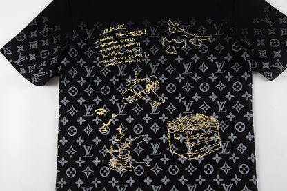 Full print splicing patch embroidery t-shirt