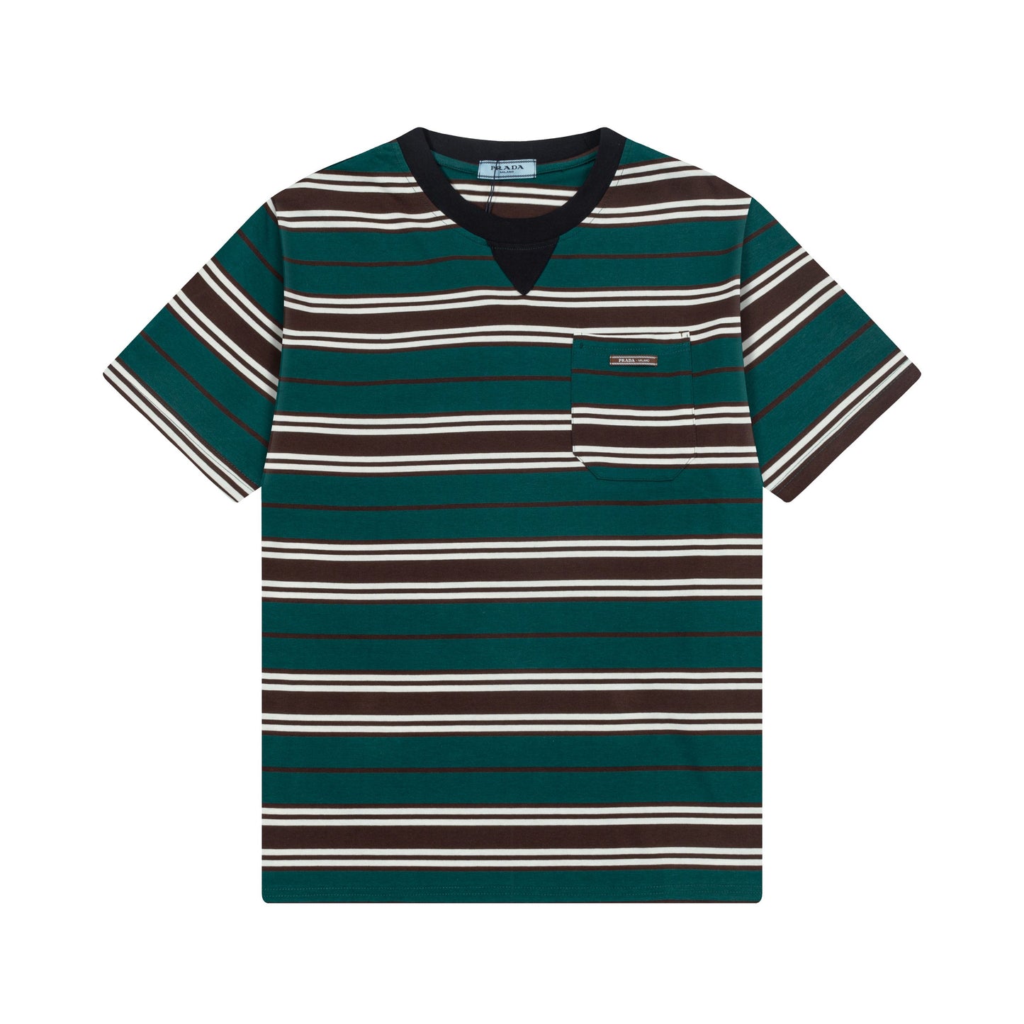 New contrasting striped embroidered T-shirt