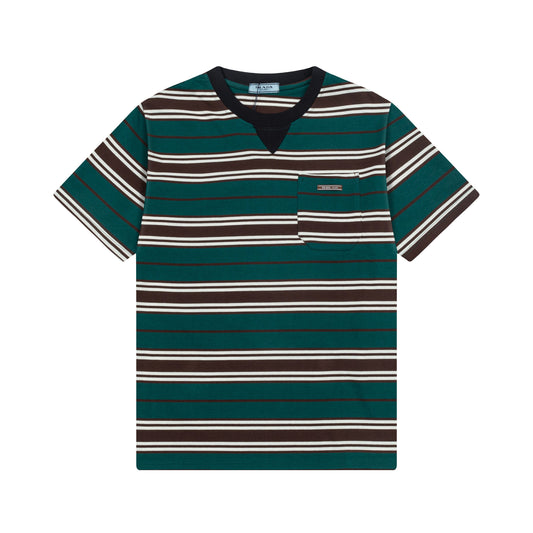 New contrasting striped embroidered T-shirt