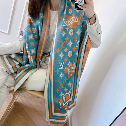 Statement Monogram Jacquard Scarf Shawl