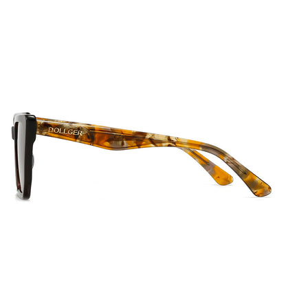 Dollger Black-Clear Hipster Acetate Square Tinted Sunglasses