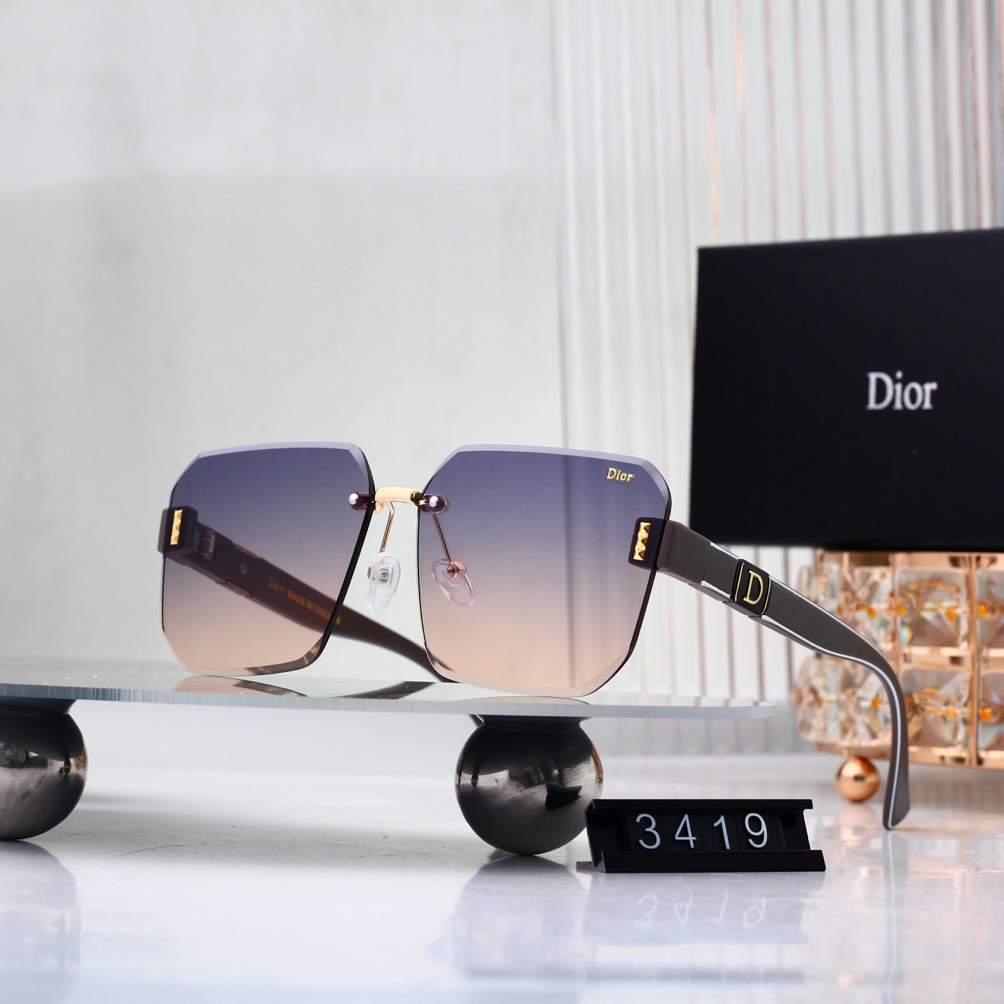 Half Frame Square Gradient Sunglasses