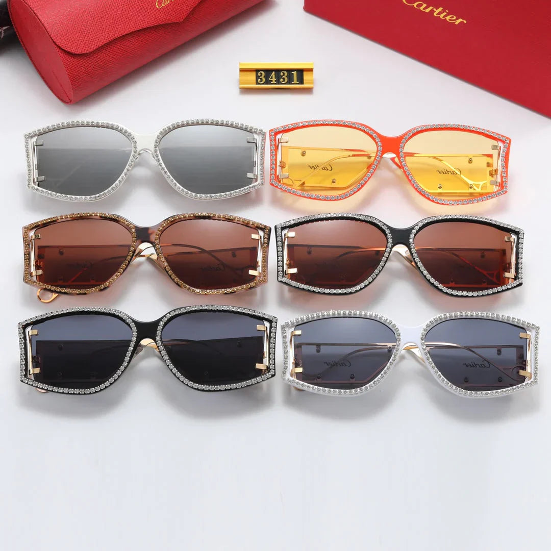 6 color  rhinestone lens polarized sunglasses