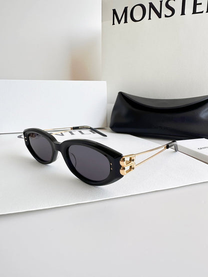 Cat-eye sunglasses with high-definition nylon lenses and metal temples