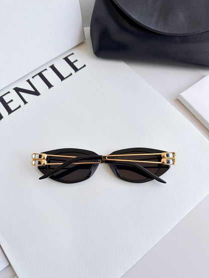 Cat-eye sunglasses with high-definition nylon lenses and metal temples