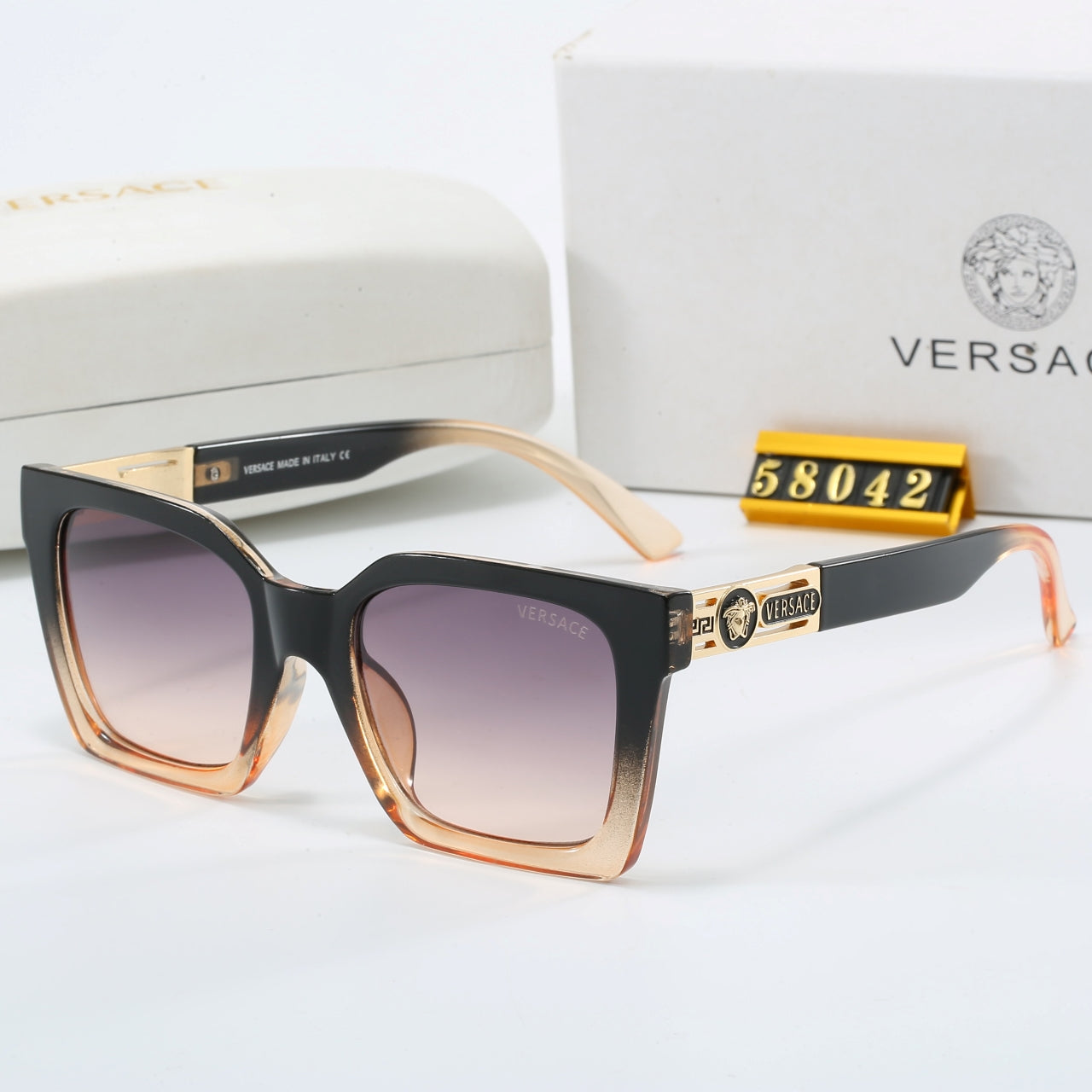 5 Color Trendy Square Frame Sunglasses  58042