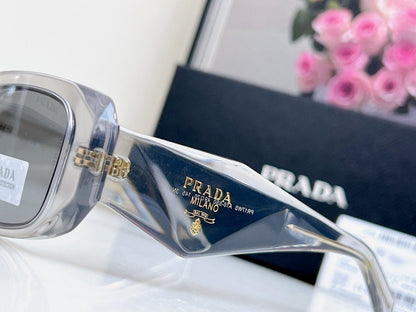 Triangle logo rectangular cut anti-glare sunglasses