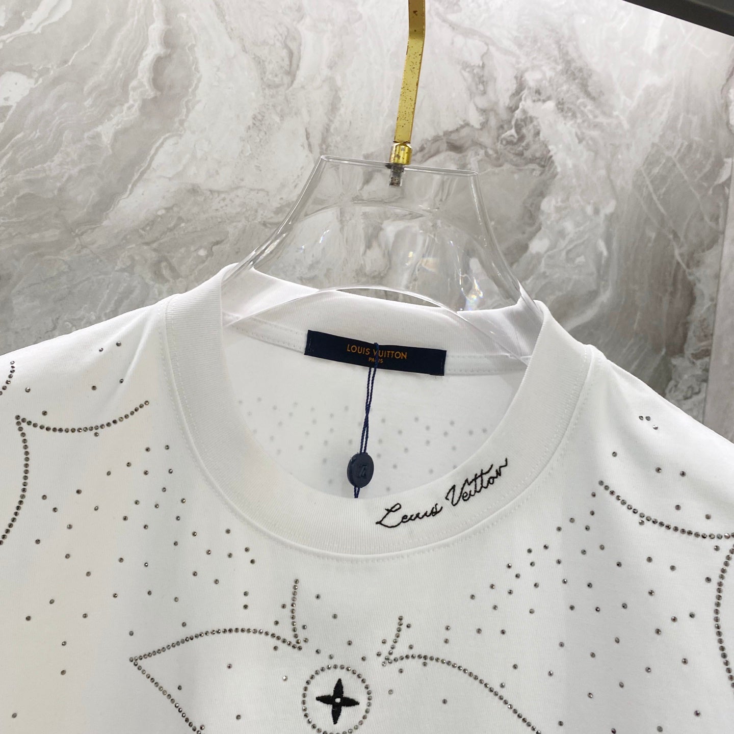 Embroidery band drill personality t-shirt