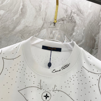Embroidery band drill personality t-shirt