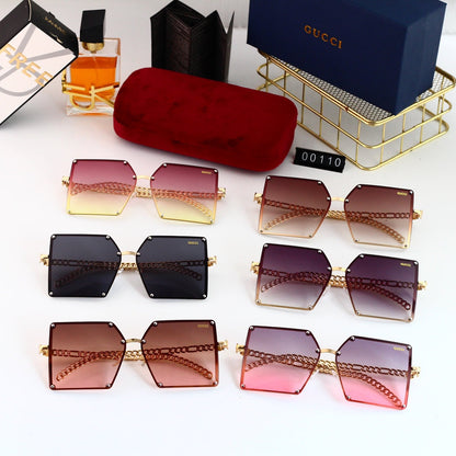 6-color square popular high-definition lens metal sunglasses 00110