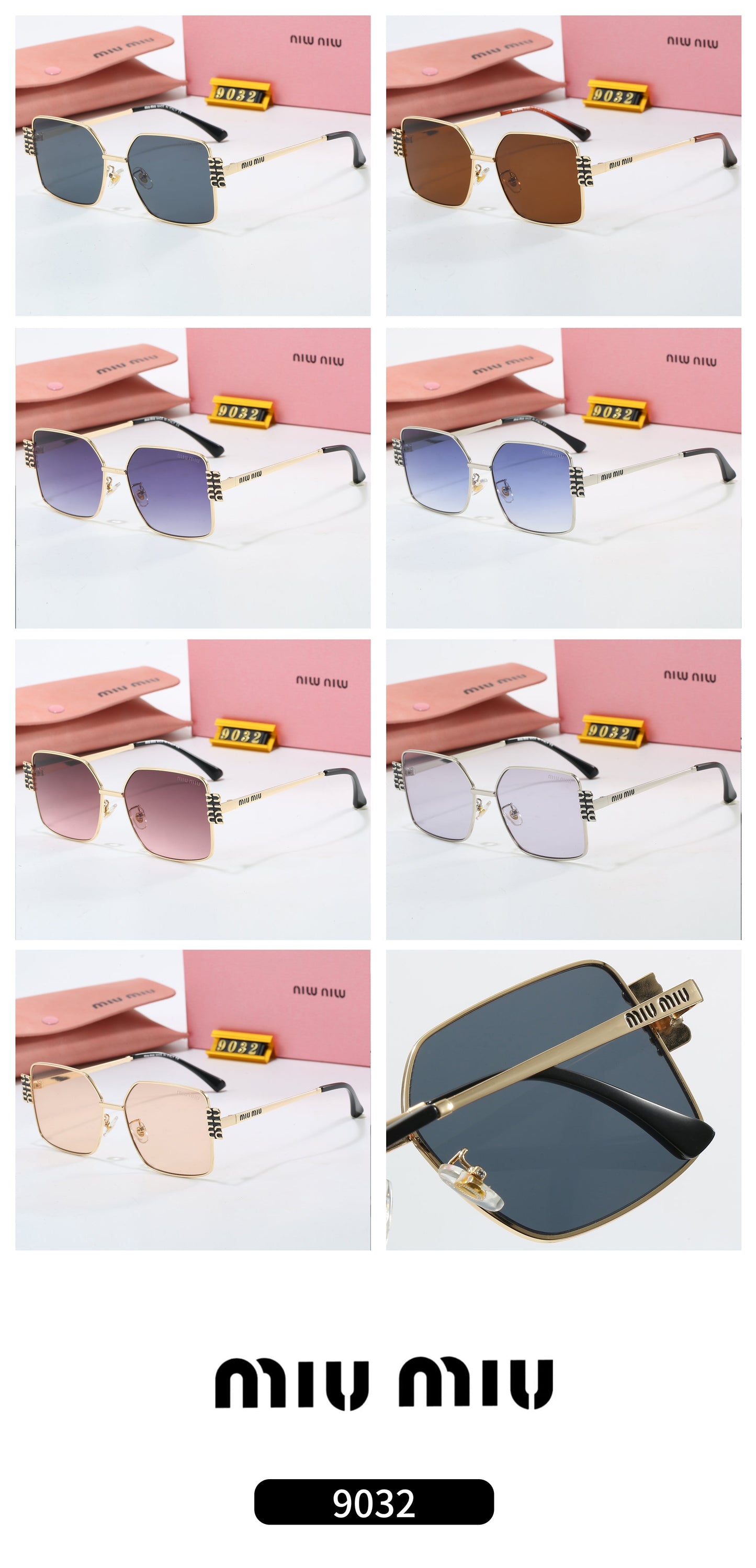 7 colors new metal frame thin temple sunglasses 9032