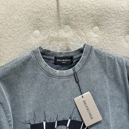 Big logo washed fabric t-shirt