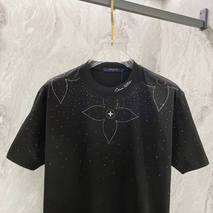 Embroidery band drill personality t-shirt