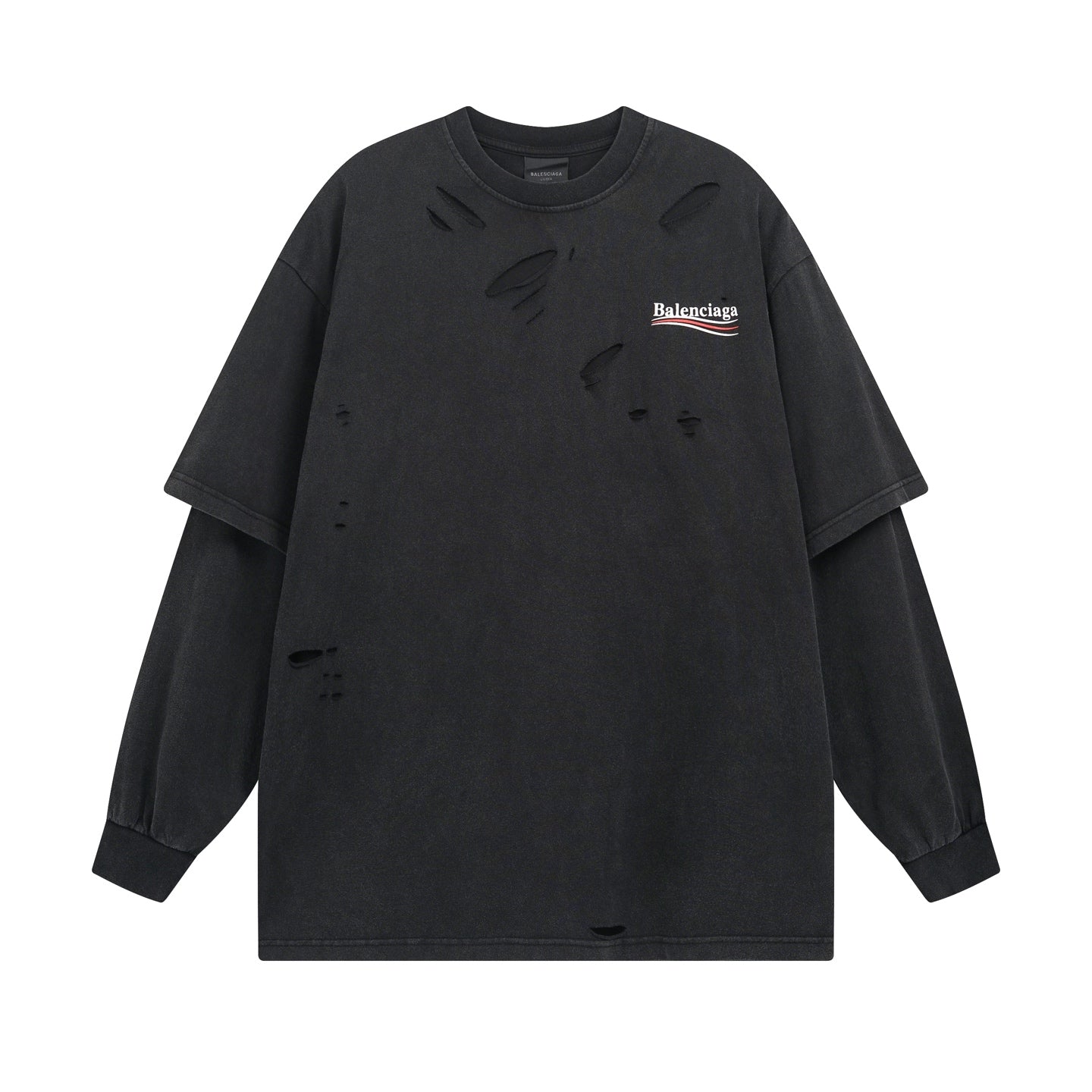 Printed ripped long sleeve t-shirt