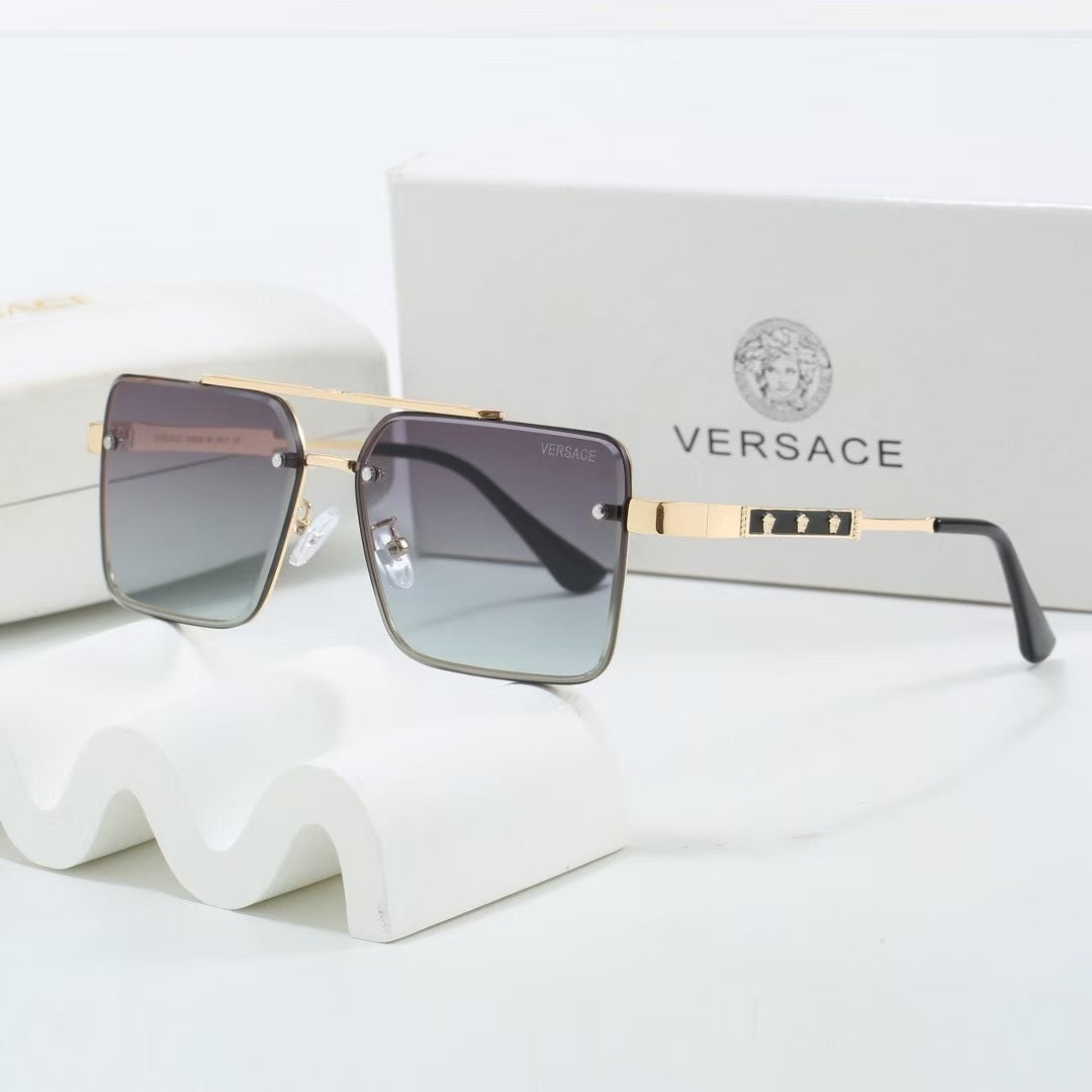 Gradient two-tone metal square sunglasses