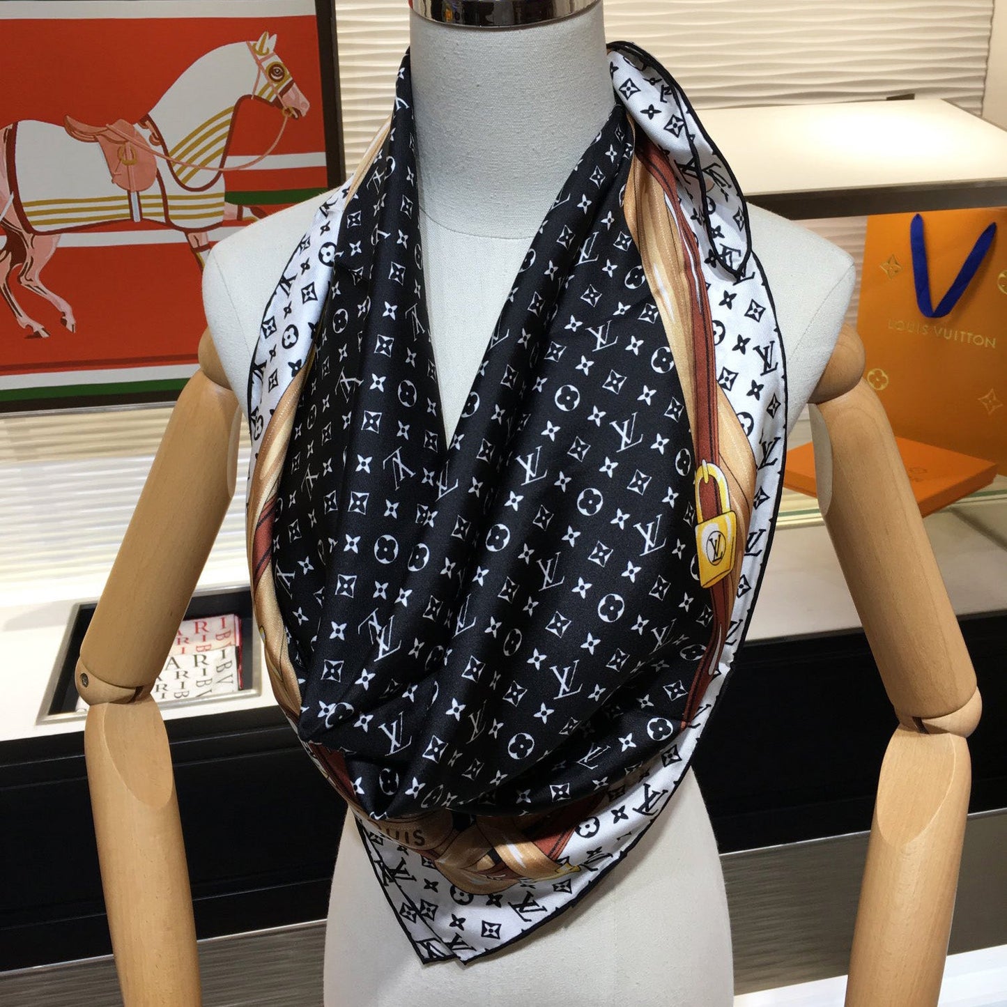 Leather Edge Square Silk Scarf