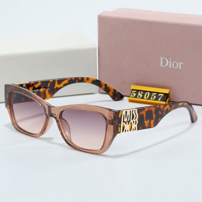 Metal Signature Temples Rectangular Sunglasses